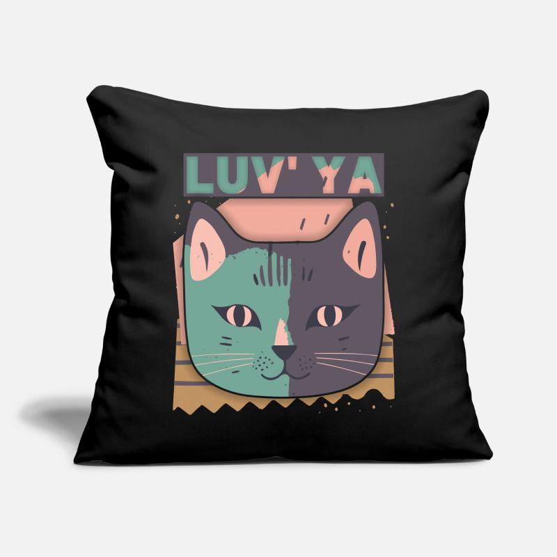 Tête de chat, chat de la Saint-Valentin, déclaration d’amour Coussin et housse de 45 x 45 cm