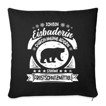 Eisbaderin Eisbaden Winterbaden Kältebad - Sofakissen mit Füllung 45 x 45 cm - Schwarz - Vorne