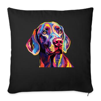 Aquarelle Braque de Weimar coloré - Coussin et housse de 45 x 45 cm - noir - Devant