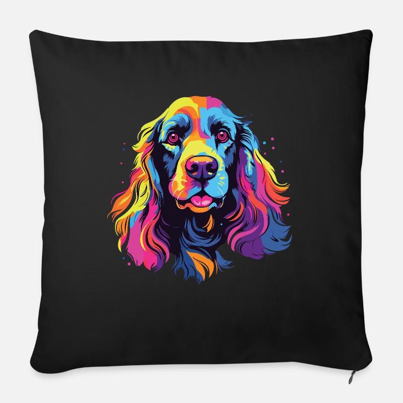 Wasserfarben Farbenfroher American Cocker Spaniel - Sofakissen mit Füllung 45 x 45 cm - Schwarz