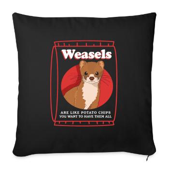 Belette mignonne belette naine Kleinwiesel cadeau - Coussin et housse de 45 x 45 cm - noir - Devant
