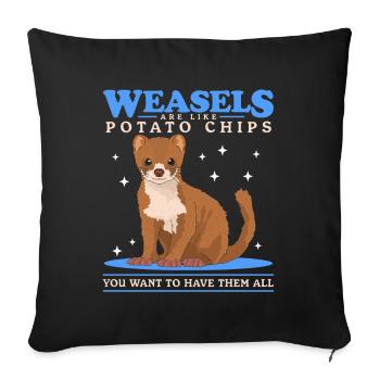 Belette petite belette mignon nain belette cadeau - Coussin et housse de 45 x 45 cm - noir - Devant