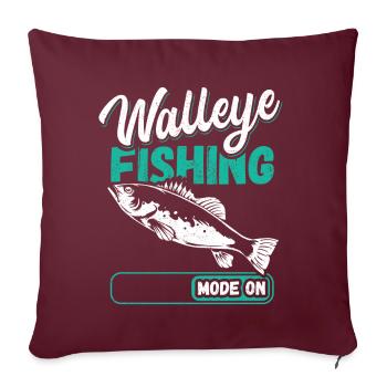 Sandre pêcheur pêche cadeau de pêche - Coussin et housse de 45 x 45 cm - bordeaux - Devant