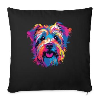 Aquarelle colorée Glen Of Imaal Terrier - Coussin et housse de 45 x 45 cm - noir - Devant