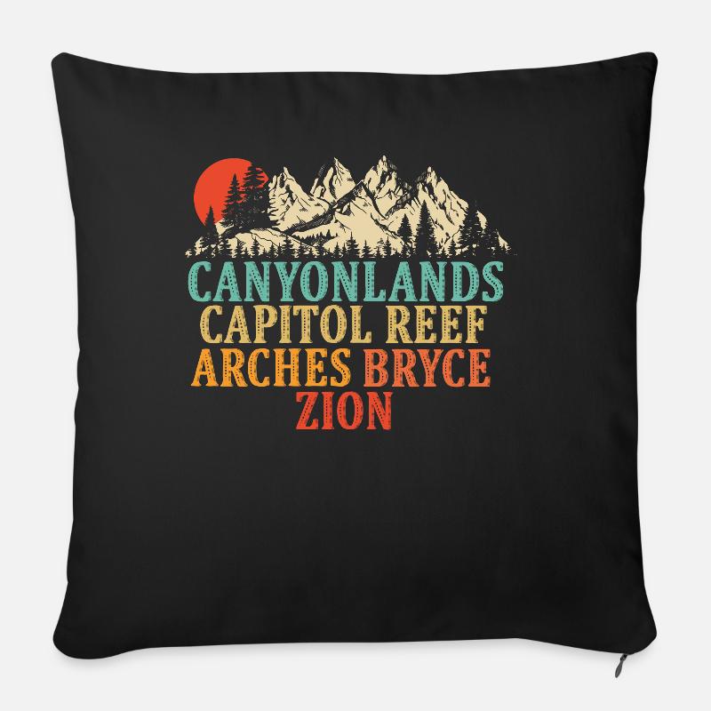 Explore Utah National Parks Mountains - Sofa pillow with filling 45cm x 45cm - black
