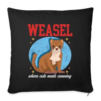 Souris Belette Belette Hermännchen Cadeau - Coussin et housse de 45 x 45 cm - noir - Devant
