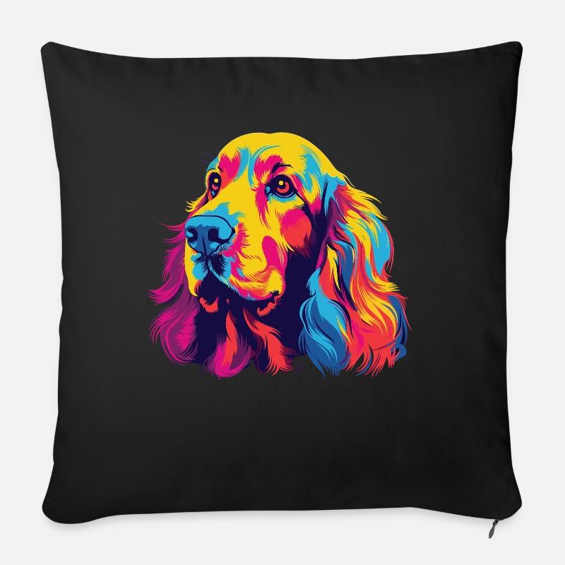 Wasserfarben Farbenfroher American Cocker Spaniel - Sofakissen mit Füllung 45 x 45 cm - Schwarz