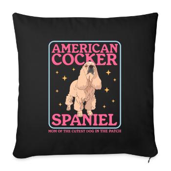 American Cocker Spaniel maman chien cadeau - Coussin et housse de 45 x 45 cm - noir - Devant