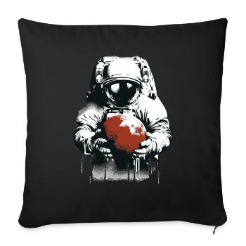 Un astronaute tient une planète martienne dans ses mains - Coussin et housse de 45 x 45 cm - noir - Devant