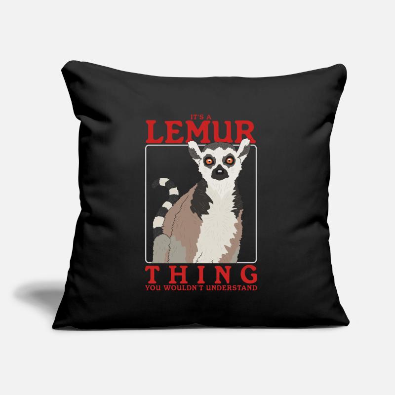 Lémurien Ringtail lémuriens Ringtail Ring-tailed Lémurien Lemure cadeau Coussin et housse de 45 x 45 cm