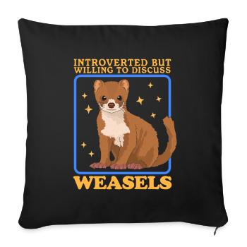 Cadeau de belette de belette naine de souris belette naine - Coussin et housse de 45 x 45 cm - noir - Devant