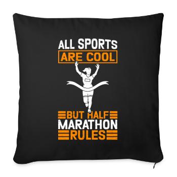 Demi-marathon Cadeau pour demi-marathon - Coussin et housse de 45 x 45 cm - noir - Devant