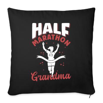 Demi-marathon Grand-mère Demi-marathon Cadeau - Coussin et housse de 45 x 45 cm - noir - Devant