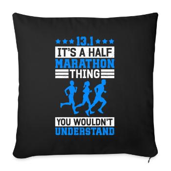 Demi-marathon Cadeau pour demi-marathon - Coussin et housse de 45 x 45 cm - noir - Devant
