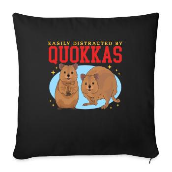 Quokka Kangaroos Quokkas Cadeau - Coussin et housse de 45 x 45 cm - noir - Devant