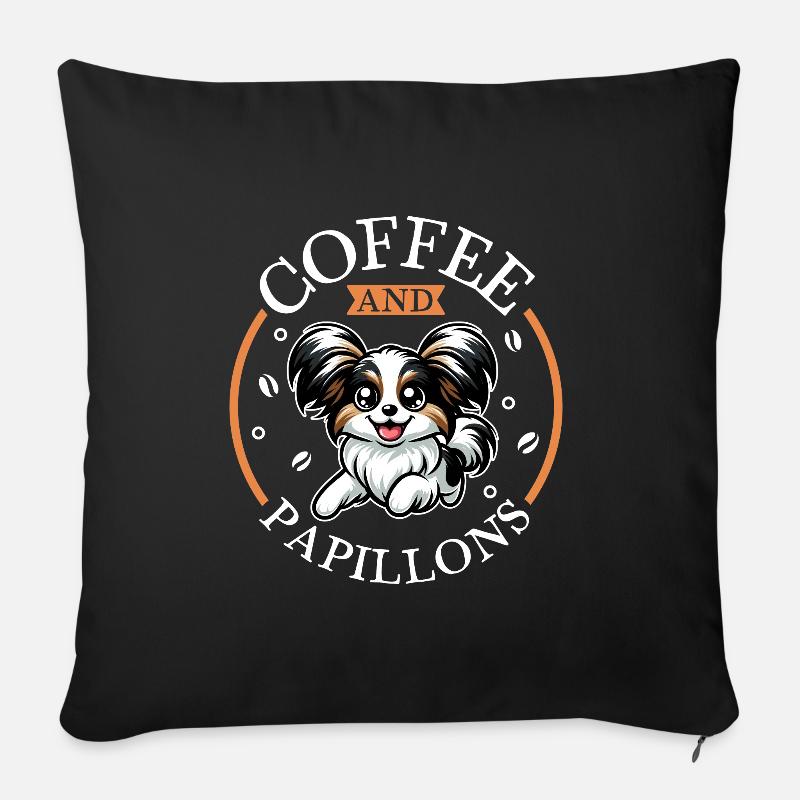 Kaffee und Papillon - Sofakissen mit Füllung 45 x 45 cm - Schwarz