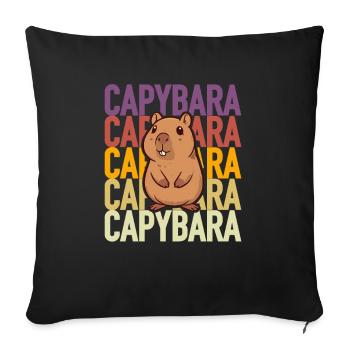 Niedliches Capybara Friendly Riesennagetier - Sofakissen mit Füllung 45 x 45 cm - Schwarz - Vorne
