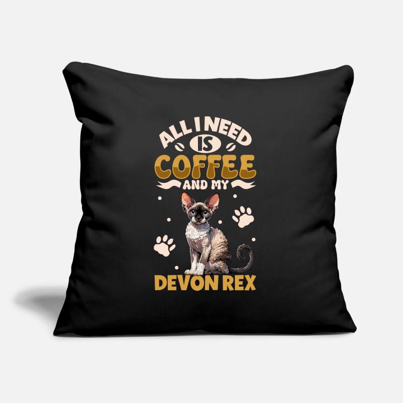 Le café et mon Devon Rex Coussin et housse de 45 x 45 cm