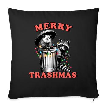 Merry Trashmas Waschbär und Possum - Sofakissen mit Füllung 45 x 45 cm - Schwarz - Vorne