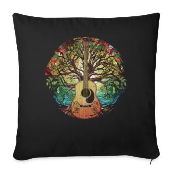 Yggdrasil Musicien de la nature Arbre de vie - Coussin et housse de 45 x 45 cm - noir - Devant
