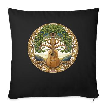 Yggdrasil Musicien de la nature Arbre de vie - Coussin et housse de 45 x 45 cm - noir - Devant