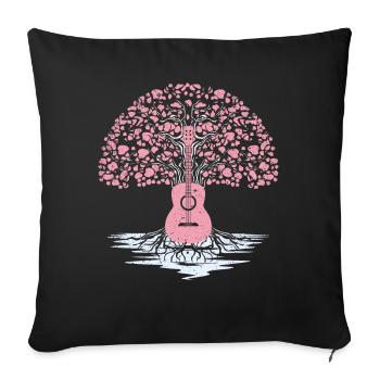 Yggdrasil Musicien de la nature Arbre de vie - Coussin et housse de 45 x 45 cm - noir - Devant