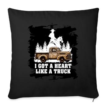 I Got A Heart Like A Truck - Sofa pillow with filling 45cm x 45cm - black - Front