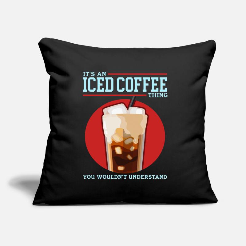 Eiskaffee Iced Coffee Kaffee Geschenk Sofakissen mit Füllung 45 x 45 cm