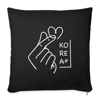 Doigt coréen coeur pour K-pop K-Drama Couple - Coussin et housse de 45 x 45 cm - noir - Devant