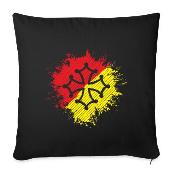 Occitania, Croix Occitanie, Cadeau Sud - Coussin et housse de 45 x 45 cm - noir - Devant
