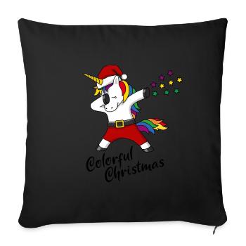 Christmas Unicorn colorful christmas gift - Sofa pillow with filling 45cm x 45cm - black - Front