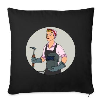 Welder outfit for welders - Sofa pillow with filling 45cm x 45cm - black - Front