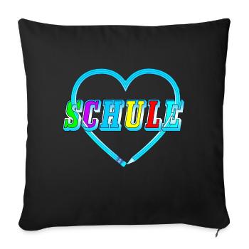 Pencil Heart School Font Blue Back to School - Sofa pillow with filling 45cm x 45cm - black - Front