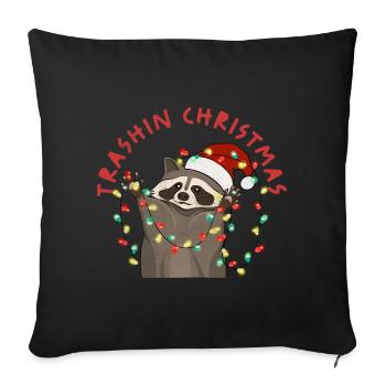 Trashin Christmas - Raccoon Christmas - Sofa pillow with filling 45cm x 45cm - black - Front