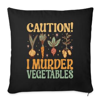 Vegan Vegetarian - Sofa pillow with filling 45cm x 45cm - black - Front
