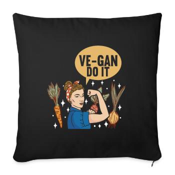 Vegan Vegetarian - Sofa pillow with filling 45cm x 45cm - black - Front