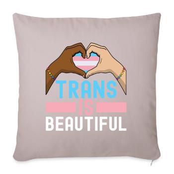 Transgender Trans LGBTQ - Sofa pillow with filling 45cm x 45cm - light taupe - Front