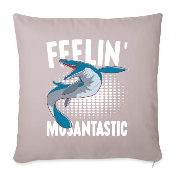Mosasaurus Dinosaurier - Sofakissen mit Füllung 45 x 45 cm - helles Taupe - Vorne