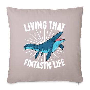 Mosasaurus Dinosaurier - Sofakissen mit Füllung 45 x 45 cm - helles Taupe - Vorne
