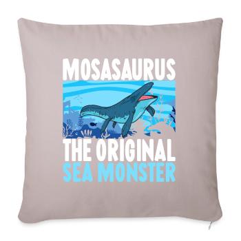 Mosasaurus Dinosaurier - Sofakissen mit Füllung 45 x 45 cm - helles Taupe - Vorne