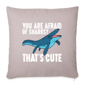 Mosasaurus Dinosaurier - Sofakissen mit Füllung 45 x 45 cm - helles Taupe - Vorne
