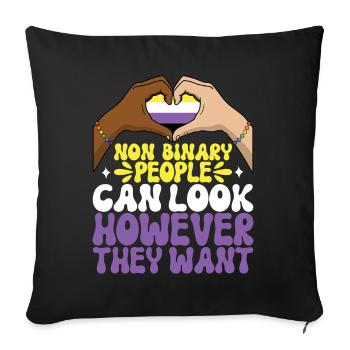 Non Binary Pride Genderqueer - Sofakissen mit Füllung 45 x 45 cm - Schwarz - Vorne