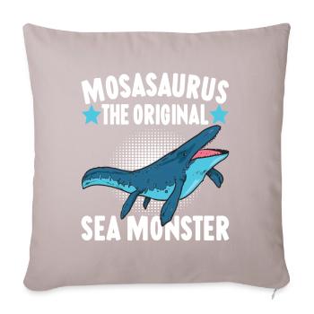 Mosasaurus Dinosaurier - Sofakissen mit Füllung 45 x 45 cm - helles Taupe - Vorne
