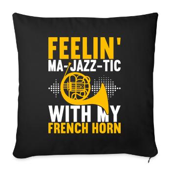 Horn Blechblasinstrument - Sofakissen mit Füllung 45 x 45 cm - Schwarz - Vorne