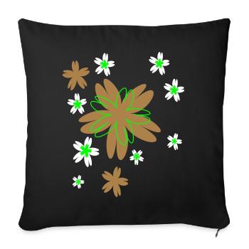 Fantasie Blumen - Sofakissen mit Füllung 45 x 45 cm - Schwarz - Vorne