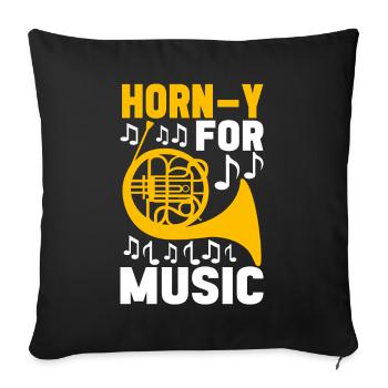 Horn Blechblasinstrument - Sofakissen mit Füllung 45 x 45 cm - Schwarz - Vorne