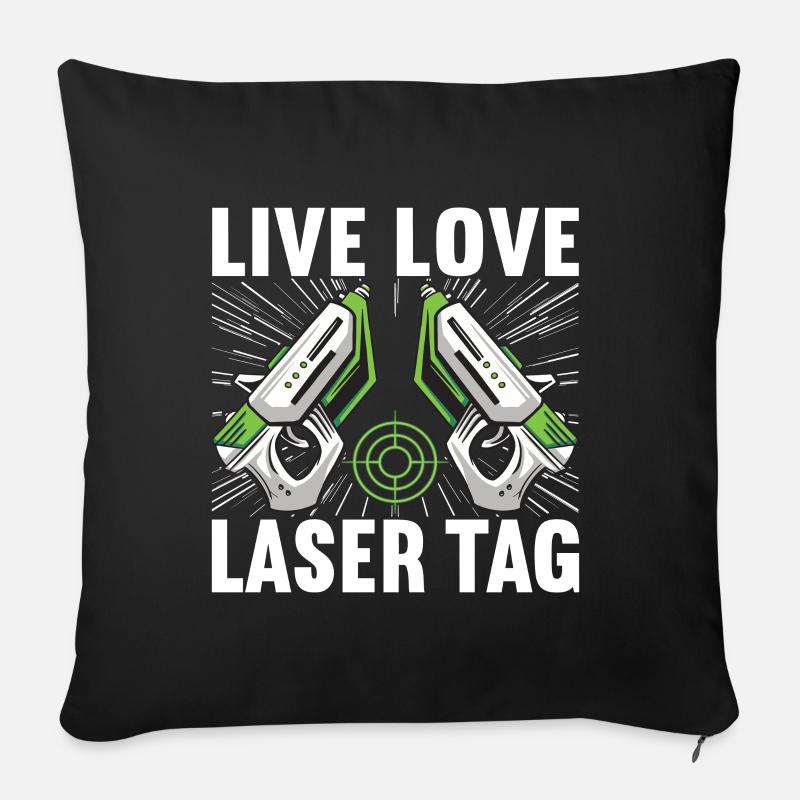 Laser Tag Geburtstag Laser Tag Spieler - Sofakissen mit Füllung 45 x 45 cm - Schwarz