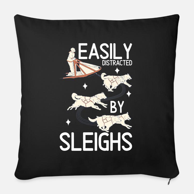 Sledding Sled dogs - Sofa pillow with filling 45cm x 45cm - black