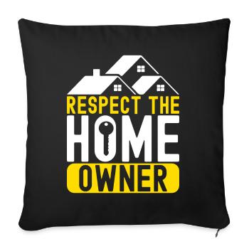 Pendaison de crémaillère des propriétaires - Coussin et housse de 45 x 45 cm - noir - Devant