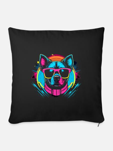 Mode Hund mit Brille - Sofakissen mit Füllung 45 x 45 cm - Schwarz